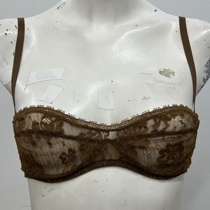 ERES Paris, floating underwire brown lace bra US 34B new